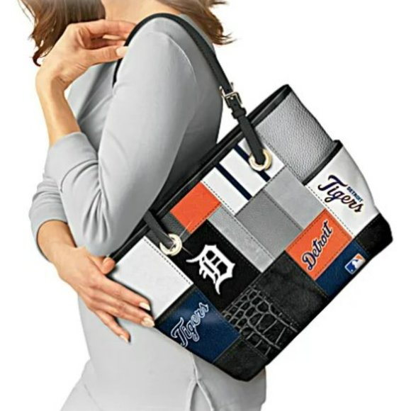 Detroit Tigers Patchwork Tote Bag With Team Logos Like New - Picture 2 of 9